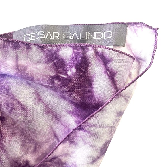Cesar Galindo Purple Print Silk Scarf - Picture 5 of 5